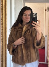 Pastel Real Mink Fur Coat Size 10
