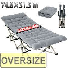 Adults Folding Sleeping Cot Guest Bed Outdoor Camping Cots w/ Mat & Bag 190x80cm