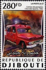 1962 CHEVROLET Chevy APACHE Fire Engine Truck Firefighting Stamp #447