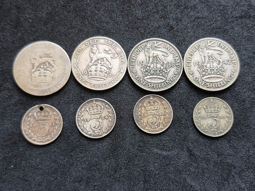 Old british silver coins - silver, coins;