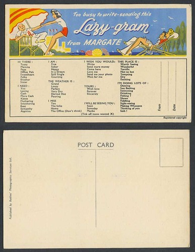Butlins old postcard too - postcard, busy