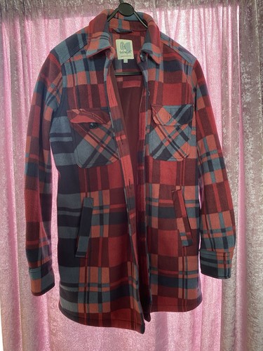 Ladies blue pink check shacket - blue/pink,