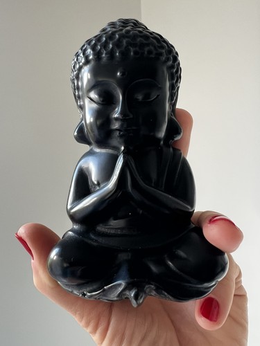 440g black obsidian buddha - -,