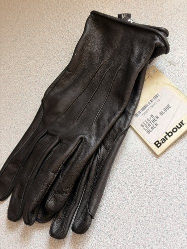 Barbour leather gloves black - barbour,