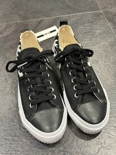 MCQ Alexander McQueen Swallow Low-Top Sneakers, Black & White Canvas, Unisex
