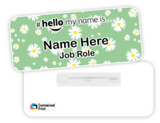 Hello My Name Is Badge Student Nurse Midwife GP Doctor Green Daisy Design