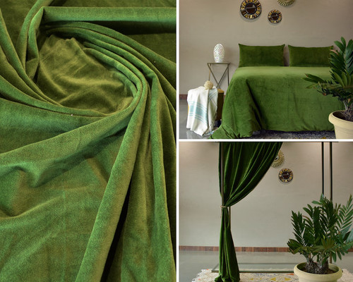 Cotton velvet fabric moss - "cotton,