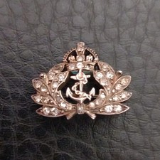 Vintage Royal Navy Stone Set & Silver Sweetheart Brooch 