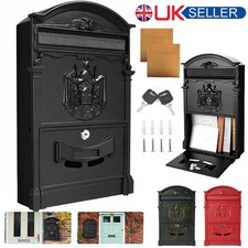 Large Vintage Outdoor Lockable Letter Post Box Mailbox Wall Mounted Secure Mail