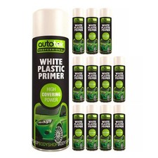AutoTek White Plastic Primer Multi-Purpose Aerosol Spray Paint 500ml x12