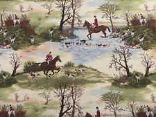 Large Hunting Scene Tapestry  Cotton Fabric Curtain Upholstery Blind