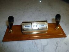 DESKTOP DOUBLE PEN STAND WITH BRASS ROTATING CALENDER LEON JESSEL CALF LEATHER