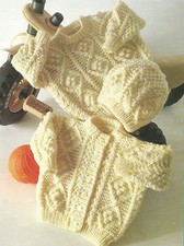 Baby Sweater Cardigan and Hat Knitting Pattern in Aran 16-22" 252