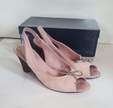 Luc Berjen Wedges. Pink suede with pewter bow detail. UK 6