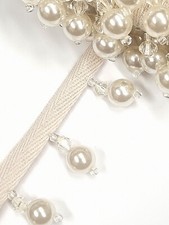 Cream Beaded Pearl Tassel Fringe Trimming 3cm Enchantment Bead Sewing Trim