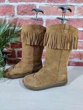ROCKET DOG TAN BROWN BOOTS UK 3 EU 36 SUEDE SHERPA FRINGED WESTERN 'SUGAR FRILL'