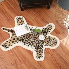 Leopard Grain Faux Fur Rug Hide Brown Soft Cushion Washable Bedroom Carpet Mats