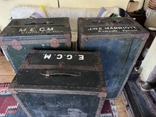 Three Vintage 1930s Wardrobe Steamer Trunks - Watajoy, World Trotter and other
