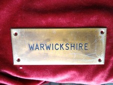 Reclaimed Brass County Plaque Warwickshire 
