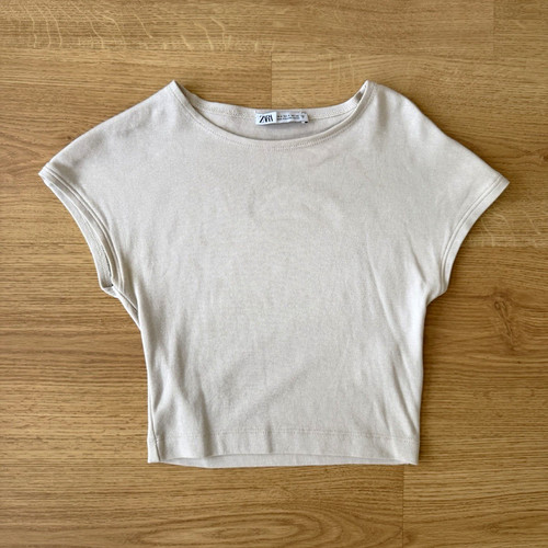 Zara beige cotton knit cropped - cotton,