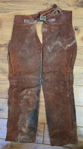 Leather suede chaps brown full - suede,