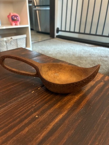 Antique carved wood - , spoon