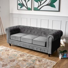 Chesterfield Sofa Suite Velvet Armchair Settee Couch | 1/2/3 Seater Options