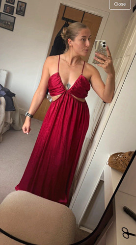 Zara red satin strappy - satin,