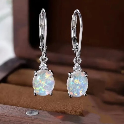 White blue opal - white, hoop