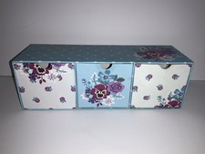 Floral Organiser Draw Desk Set - blue, purple, white 