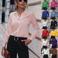 Ladies Shirts Lapel V Neck
