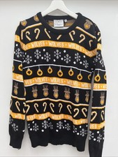 Wolves Football Christmas Jumper Black Orange Mens Small S