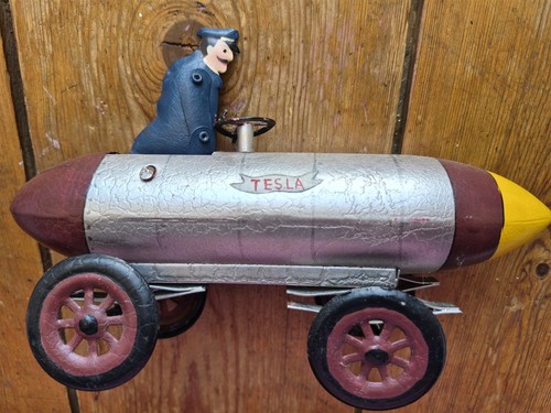 Vintage style retro tin rocket - style,