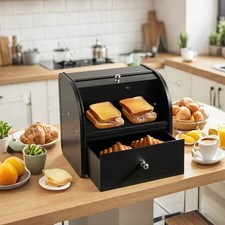 2 Tiers Metal Bread Bin Double