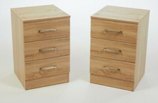 PAIR of Sonoma Oak 3 Drawer Bedside Cabinets - Stunning Modern Design