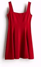 H&M Red Square Neck  Mini Skater Pullover Dress Size Med  