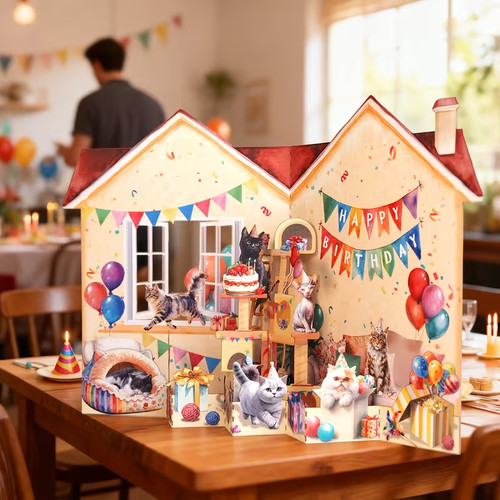 Pop happy birthday cats - 3d,