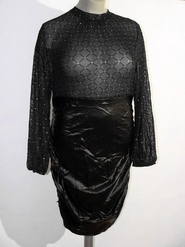 Sexy wet look dress - black, with