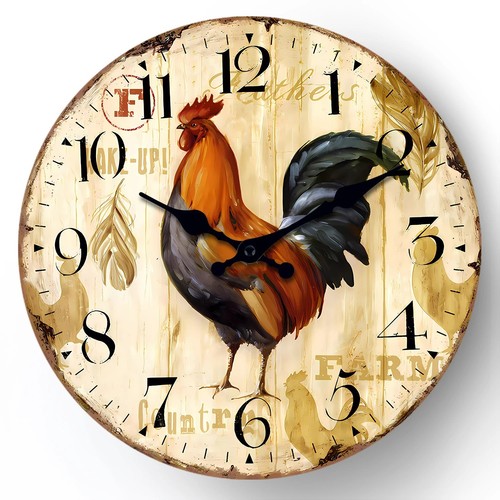 Vintage rooster wall clock - vintage,
