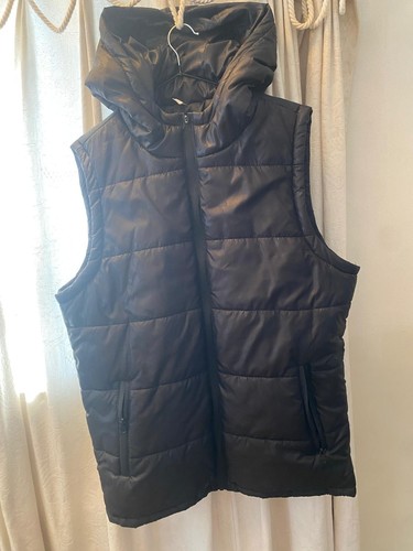 Mens black shiny hooded - black,