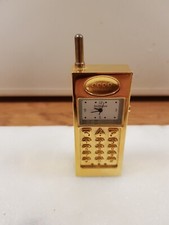 Small Wellington Novelty Brass Desk Clock Mobile phone H7.5cm X 2.5cm Works well