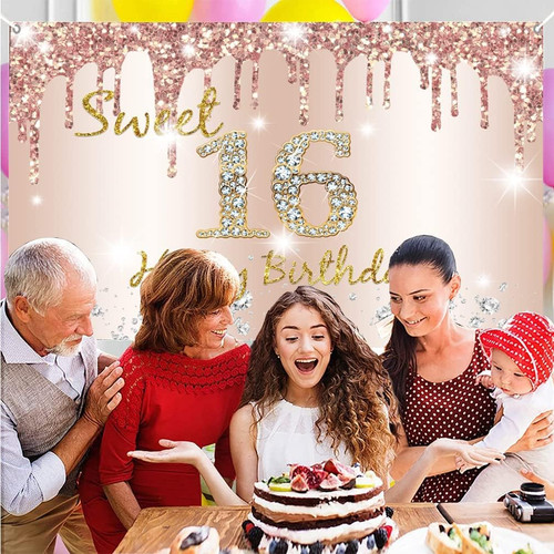 Happy 16th birthday backdrop - 16th,