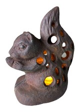 Vintage Cast Iron Squirrel Lantern / Ornament – Rustic Tealight Holder