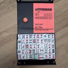 Vintage Chinese Mahjong Set Traditional 144 Tiles Mah-Jong Game Set w/ Case Box