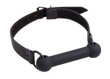 Black Open Mouth Gag Dog Bone Silicone Gag Leather Harness Adjustable  