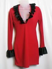 🌺 NEW JOHN ZACK LONDON 🌺 RED & BLACK FRILL NECK DRESS 🌺 SIZE 8  # 1082*