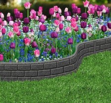 Garden Border Edging Eco Recycled Rubber Edging Border Brick 1.2m Grey