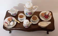 1:12th Tea & Scones For Two With Jam &Cream On Wooden Coffee Table OOAK Handmade
