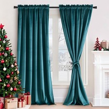 Teal Velvet Curtains 96 inches