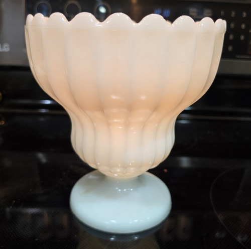 Large vtg milk glass urn - glass,
